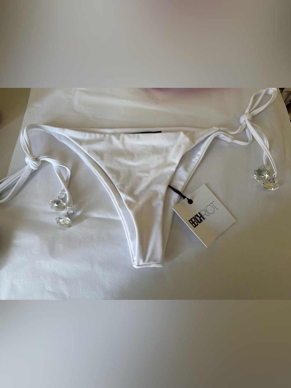 BEACH RIOT Soleil Bikini Bottom in White Large New Womens Swimsuit
